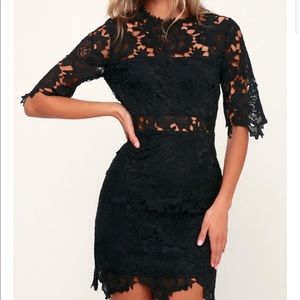 LULUS • A Fine Romance Black Sheath Dress